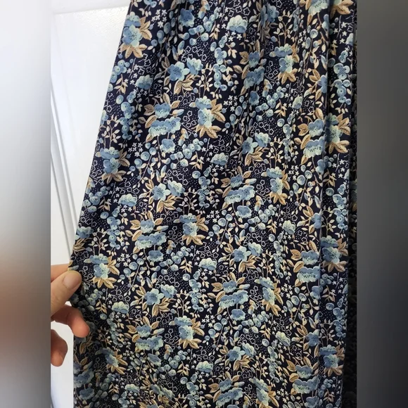 Phase II Vintage 70's Blue Calico Floral Prairie Cottage Boho Maxi Dress Size 11